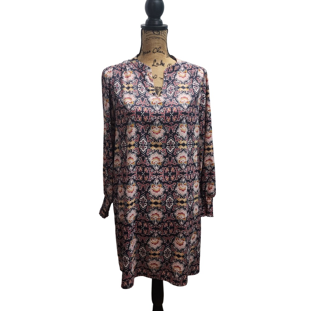 LOFT Petite Women's Print V Neck Long Sleeve Tunic Dress‎ Size MP